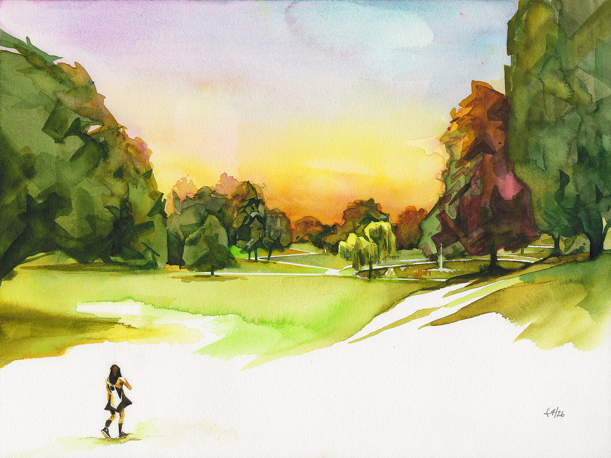 Bürgerpark Bielefeld watercolour, detail