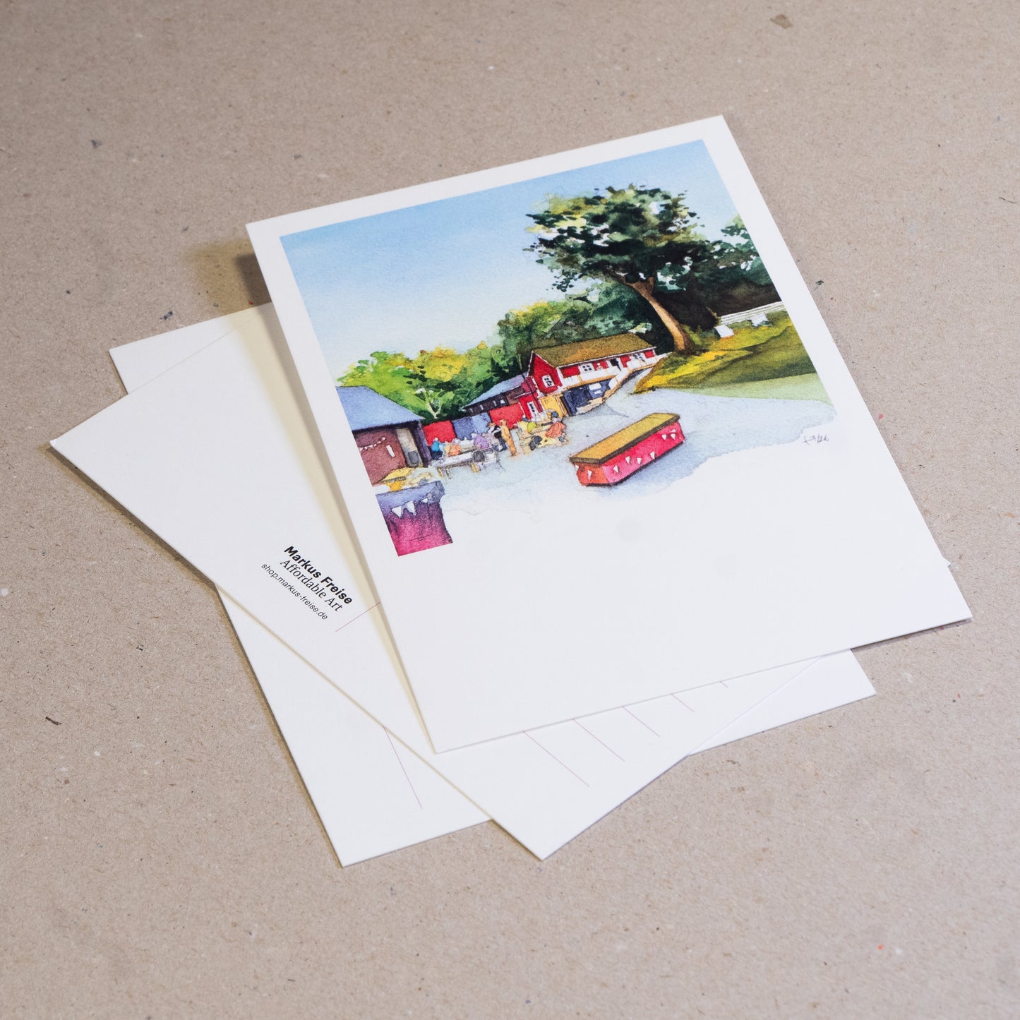 Set of 5 postcards of the Annerstad watercolour, portrait format