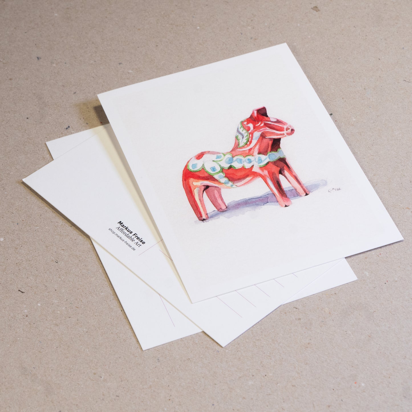 Set of 5 postcards of the Dalahäst watercolour