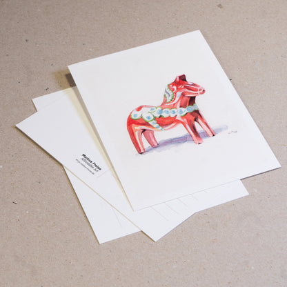 Set of 5 postcards of the Dalahäst watercolour
