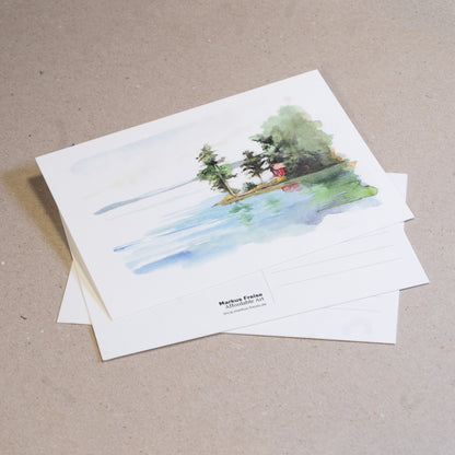 Set of 5 postcards of the Swedish Lakeside watercolour