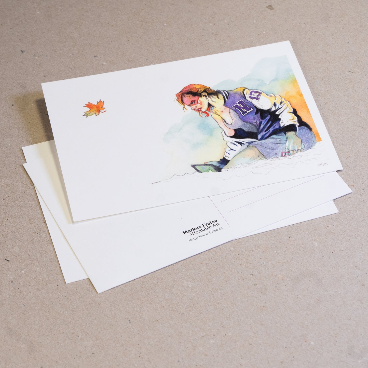 Set of 5 postcards of the August watercolour, landscape format