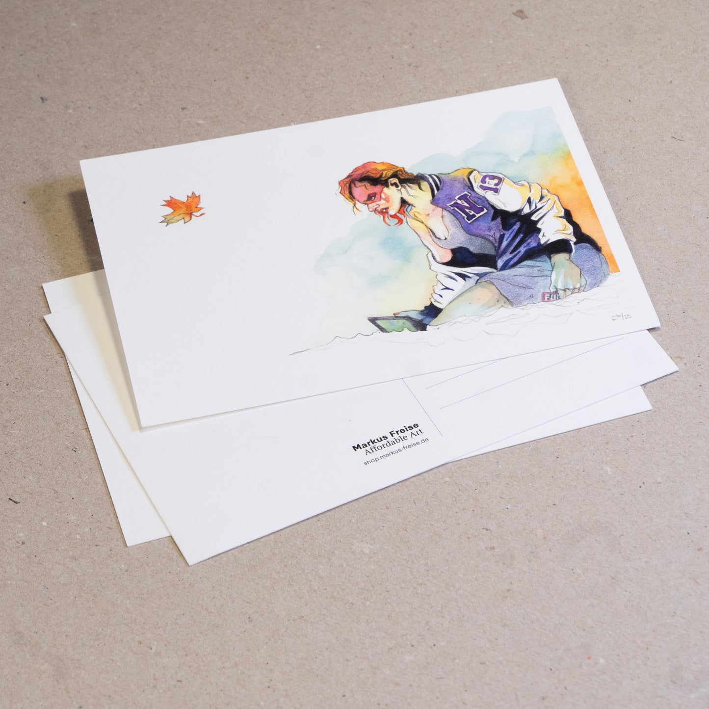 Set of 5 postcards, August motif, landscape format