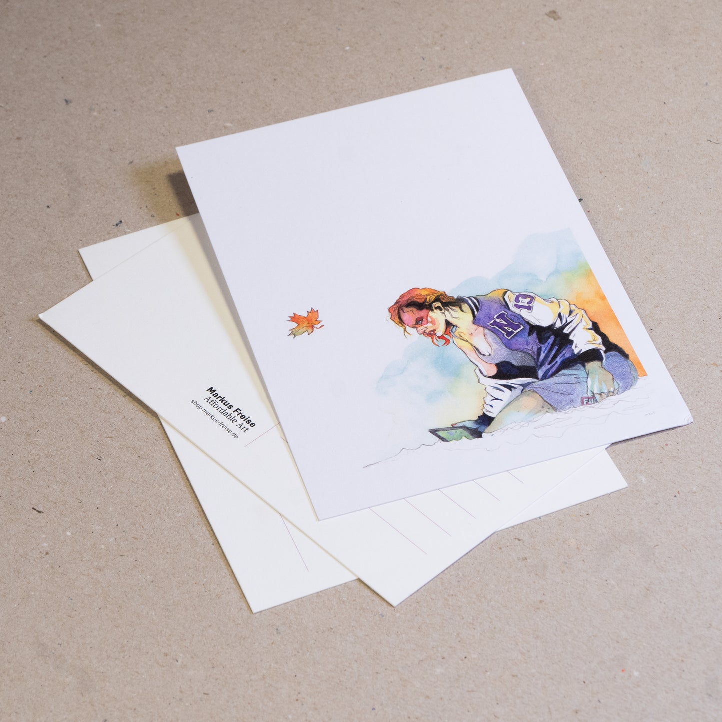 Set of 5 postcards of the August watercolour, portrait format